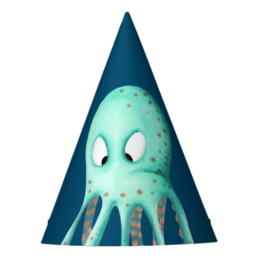 turquoise Schattigee marineoctopus Feesthoedjes (Voorkant)