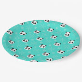 Turquoise - Schattigee panda's met sneeuwvlokken Papieren Bordje (Gekanteld)