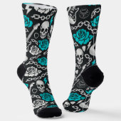 Turquoise Schedel Soundwave Crew Sok (Gebogen)