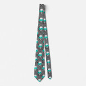 Turquoise Schedels en Zonnebloem Serie Design 9 Stropdas (Voorkant)