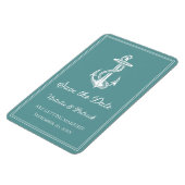 Turquoise scheepsanker Save the Date-magneet Magneet (Linkerzijde)
