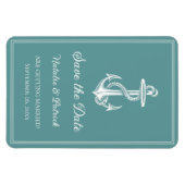 Turquoise scheepsanker Save the Date-magneet Magneet (Horizontaal)