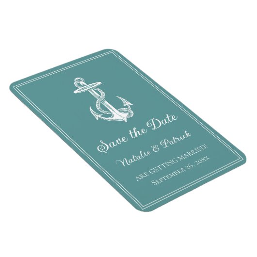 Turquoise scheepsanker Save the Date-magneet Magneet (Rechterzijde)