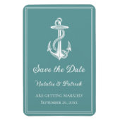 Turquoise scheepsanker Save the Date-magneet Magneet (Verticaal)