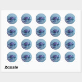 türquoise schildpad – Minimaal Oceandier Cadeau Ronde Sticker (Vel)