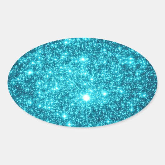 Turquoise Schittering Ovale Sticker (Voorkant)
