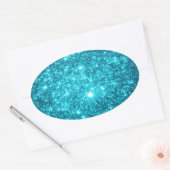 Turquoise Schittering Ovale Sticker (Envelop)