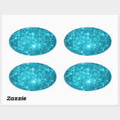 Turquoise Schittering Ovale Sticker (Vel)
