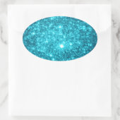Turquoise Schittering Ovale Sticker (Tas)