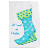 Turquoise Schoenliefhebber Alles Wat Ik Wil Kerstk Medium Cadeauzakje (Voorkant)