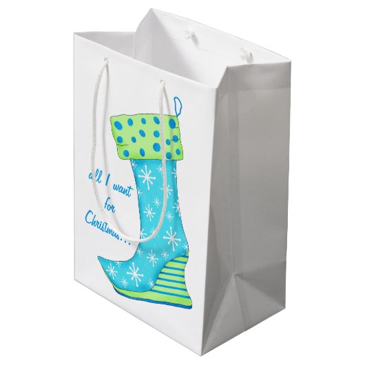 Turquoise Schoenliefhebber Alles Wat Ik Wil Kerstk Medium Cadeauzakje (Achterkant Gekanteld)