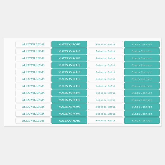turquoise schrijfmachine | Waterdichte naamlabels Labels (Vel)