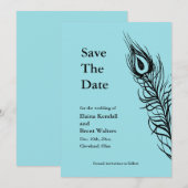 Turquoise Schud je Staartveren Save the Date (Voorkant / Achterkant)