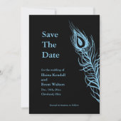 Turquoise Schud je staartveren sparen de datum Save The Date (Voorkant)