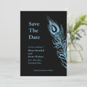 Turquoise Schud je staartveren sparen de datum Save The Date (Staand voorkant)