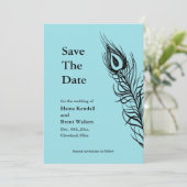 Turquoise Schud je staartveren sparen de datum Save The Date (Staand voorkant)