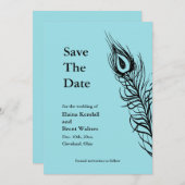 Turquoise Schud je staartveren sparen de datum Save The Date (Voorkant / Achterkant)