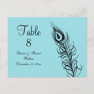 Turquoise Schud je Tail Feathers Table Number Briefkaart