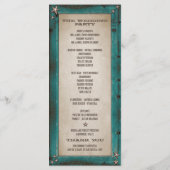Turquoise Schuur Hout Sterren Westerne Trouwprogra Programmakaart (Achterkant)