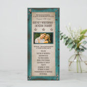 Turquoise Schuur Hout Sterren Westerne Trouwprogra Programmakaart (Staand voorkant)