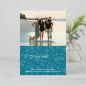 Turquoise Script Bokeh Merry-kerstfoto Folie Feestdagenkaart (Staand Voorkant)