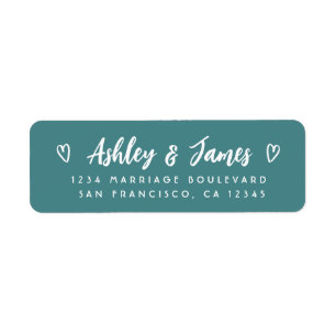 Turquoise Script Koppel Retouradres Etiket
