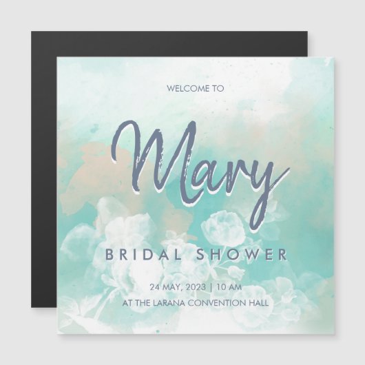 Turquoise Script Modern Vrijgezellenfeest Magnetische Uitnodiging (Voorkant / Achterkant)