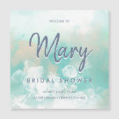 Turquoise Script Modern Vrijgezellenfeest Magnetische Uitnodiging (Voorkant)