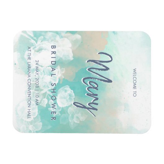 Turquoise Script Moderne bruids douche uitnodiging Magneet (Horizontaal)