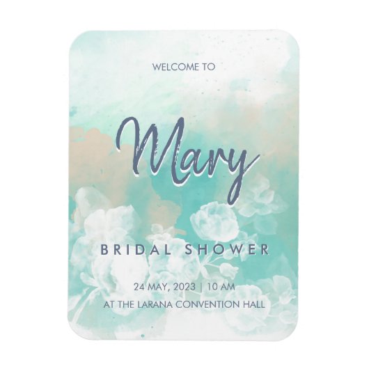 Turquoise Script Moderne bruids douche uitnodiging Magneet (Verticaal)