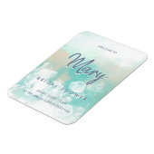 Turquoise Script Moderne bruids douche uitnodiging Magneet (Linkerzijde)