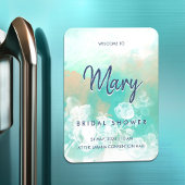 Turquoise Script Moderne bruids douche uitnodiging Magneet