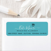 Turquoise Script Wedding Planner Etiket (Insitu)