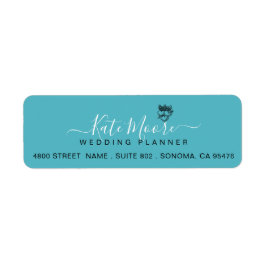 Turquoise Script Wedding Planner Etiket