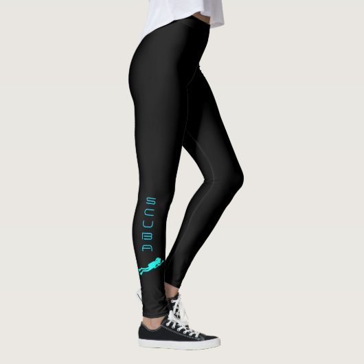 TURQUOISE SCUBA DIVER ILLUSTRATIE LEGGINGS (Rechts)