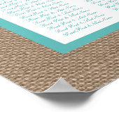 Turquoise Seahors Burlap Beach Wedding Collectie Poster (Hoek)