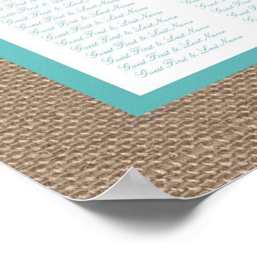 Turquoise Seahors Burlap Beach Wedding Collectie Poster (Hoek)