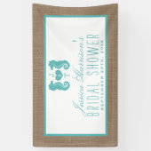 Turquoise Seahorse Beach Burlap Vrijgezellenfeest Spandoek (Verticaal)