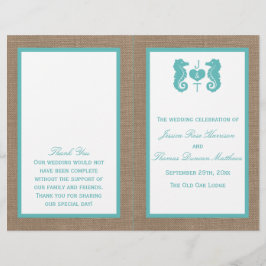 Turquoise Seahorse Burlap Beach Collectie