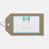 Turquoise Seahorse Burlap Beach Collectie Cadeaulabel (Achterkant Horizontaal)