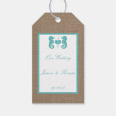 Turquoise Seahorse Burlap Beach Collectie Cadeaulabel (Voorkant)