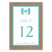 Turquoise Seahorse Burlap Beach Collectie Kaart (Achterkant)