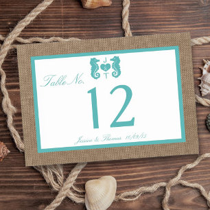 Turquoise Seahorse Burlap Beach Collectie Kaart