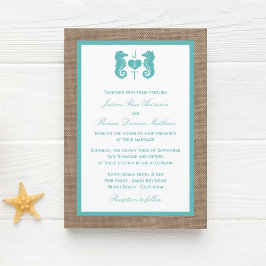 Turquoise Seahorse Burlap Beach Collectie Kaart