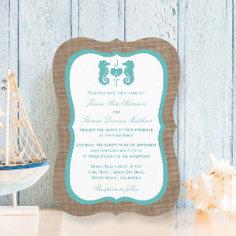 Turquoise Seahorse Burlap Beach Collectie Kaart