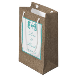 Turquoise Seahorse Burlap Beach Collectie Klein Cadeauzakje