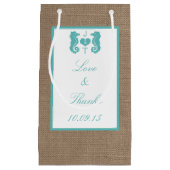 Turquoise Seahorse Burlap Beach Collectie Klein Cadeauzakje (Voorkant)