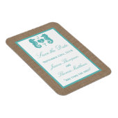 Turquoise Seahorse Burlap Beach Collectie Magneet (Rechterzijde)
