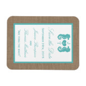 Turquoise Seahorse Burlap Beach Collectie Magneet (Horizontaal)