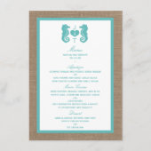 Turquoise Seahorse Burlap Beach Collectie Menu (Voorkant)